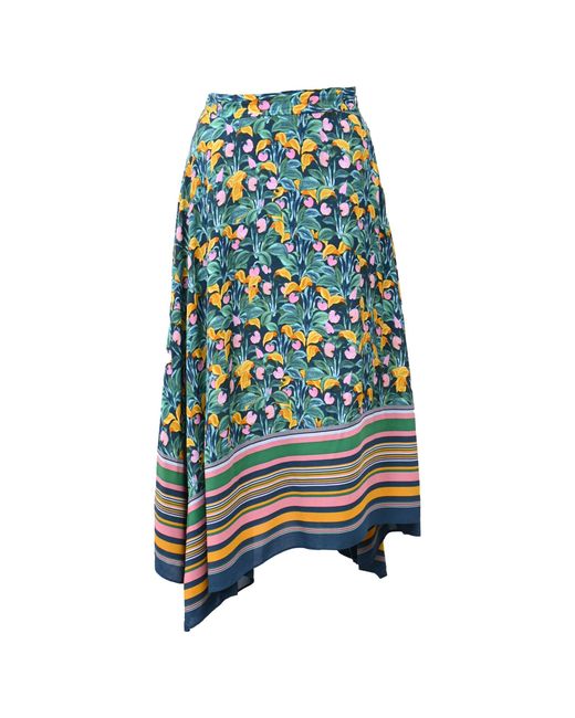 Diane von Furstenberg Women's Blue Denver Asymmetric Printed Skirt