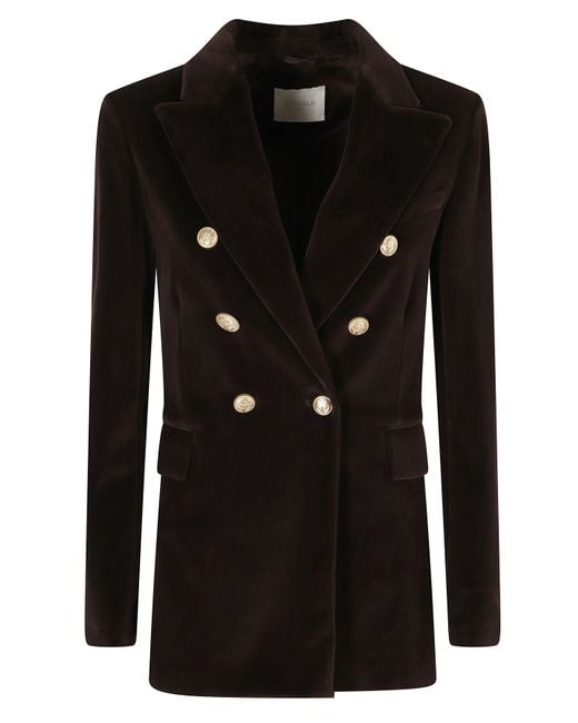 Circolo 1901 Black Double-Breasted Velvet Button Jacket