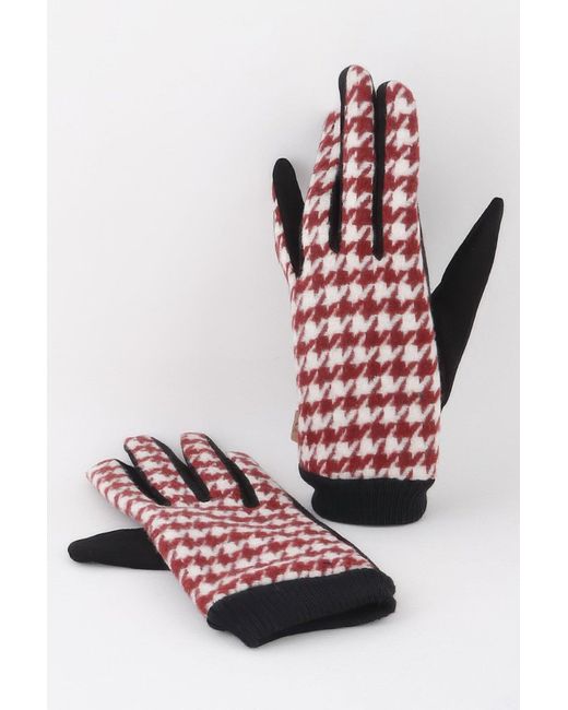 Fashnzfab Pink Houndstooth Gloves