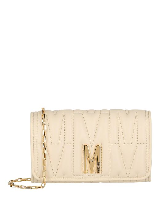 Moschino Natural Quilted M Leather Crossbody Bag