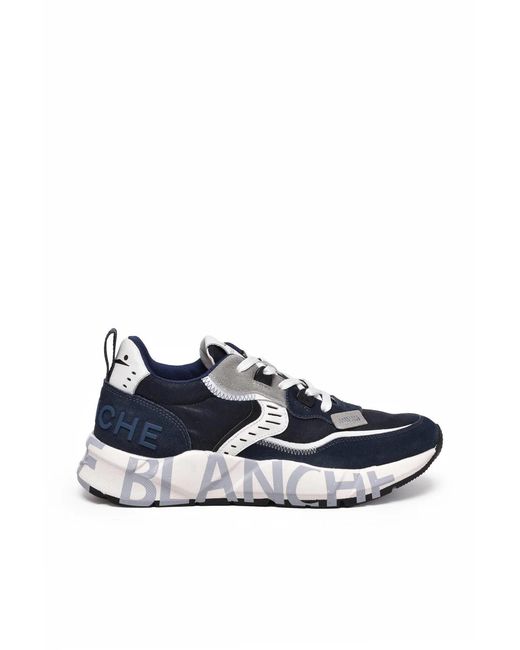 Voile Blanche Blue Patchwork Leather-Blend Sneakers