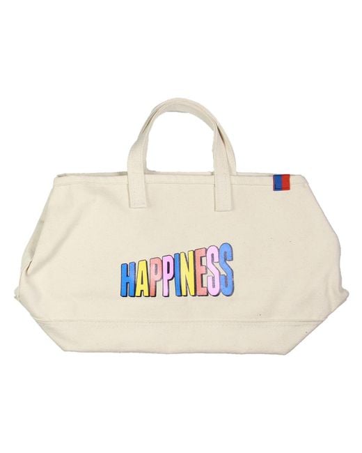 Kule Natural The Happiness Canvas Printed Tote Handbag