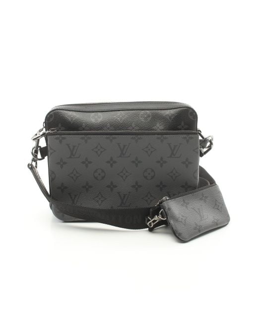 Louis Vuitton Trio Messenger Monogram Eclipse Shoulder Bag Pvc Leather Gray