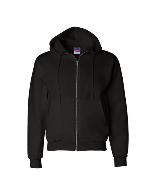 Champion Black Powerblend Full-zip Hooded Sweatshirt for men