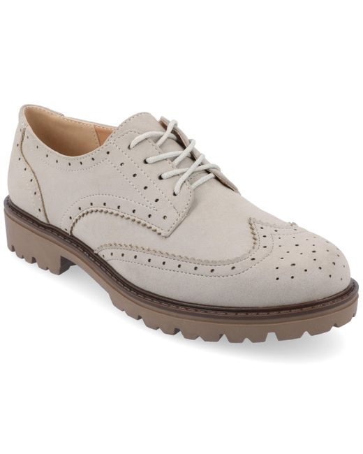 Journee Collection White Collection Tru Comfort Foam Claudiya Oxford Flats