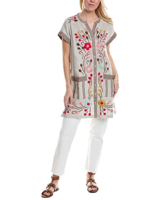 Johnny Was White Joni Relaxed Pocket Weekend Tunic