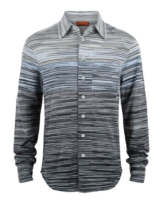 Missoni Blue Shaded Slub Button-Up Shirt for men