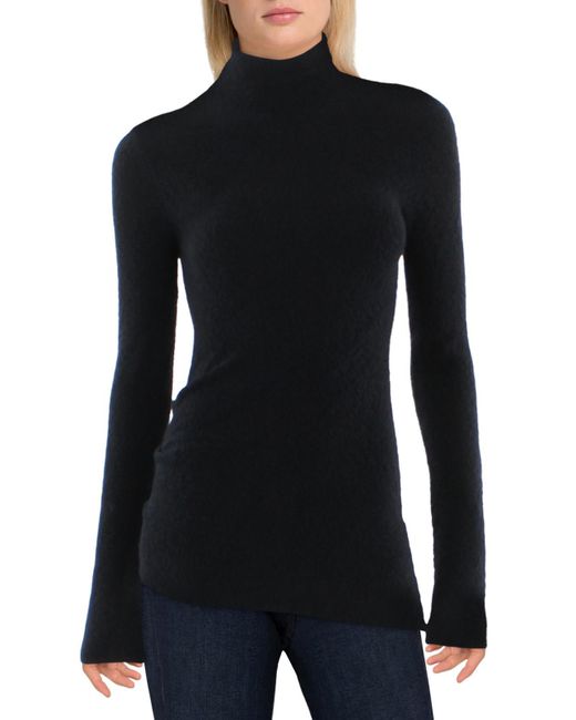 Helmut Lang Black Merino Wool Funnel Neck Pullover Sweater