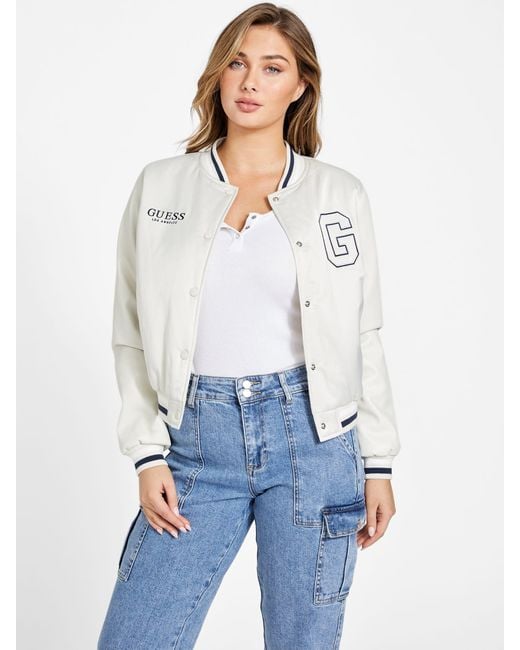 Guess Factory White Savanna Varsity Jacket