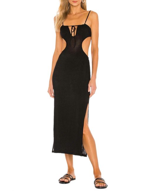 WeWoreWhat Black Ruched Cutout Maxi Cover Up