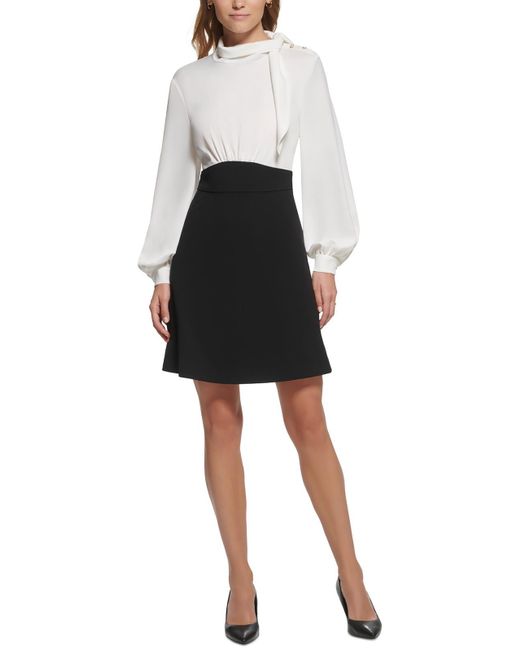 Karl Lagerfeld Black Colorblock Polyester Wear To Work Dress