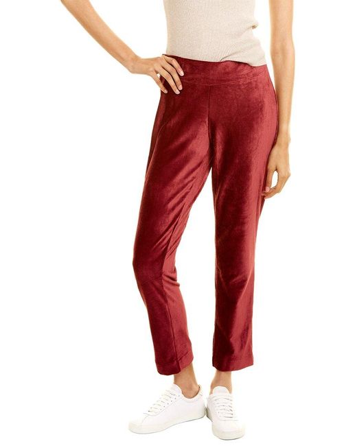 Jones New York Women's Velour Wide Slim Ankle Pant - Red - Straight-Leg Pants