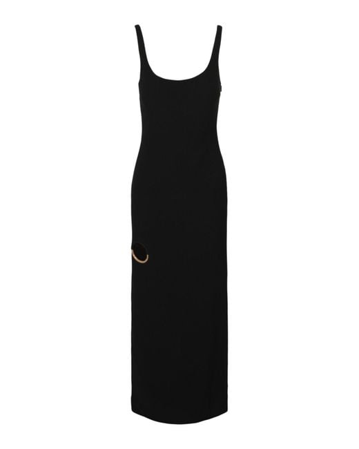 Versace Black Ring Cutout Sleeveless Maxi Dress