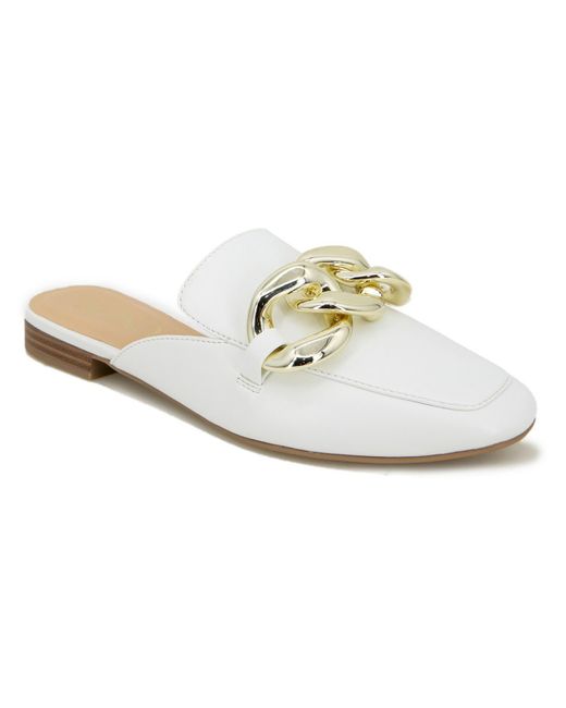 Xoxo White Franceen Faux Leather Chain Mules