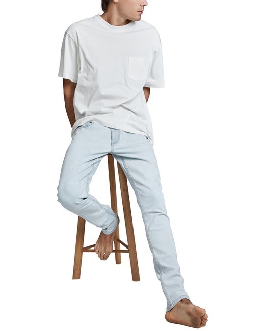 Cotton On White Light Wash Low Rise Skinny Jeans for men