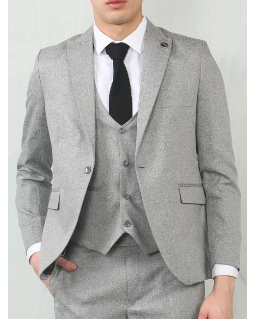 Amazing Formal Gray Three-Piece Slim Fit Mens Suit for Prom main image 1