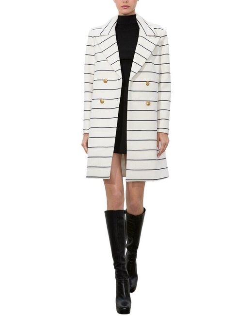 Alice + Olivia White Moore Wool-Blend Peacoat