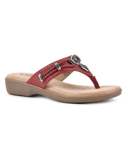 White Mountain Pink Bailee Faux Leather Slip On Thong Sandals