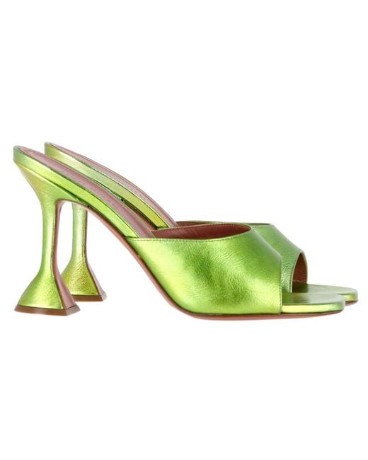 AMINA MUADDI Green Lupita 95 Square Toe Mules