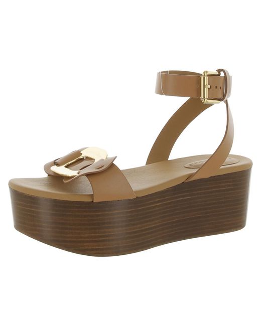 See By Chloé Brown Leather Buckle Platform Sandals