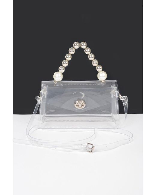 Fashnzfab Black Transparent Ccb Handle Flap Clutch