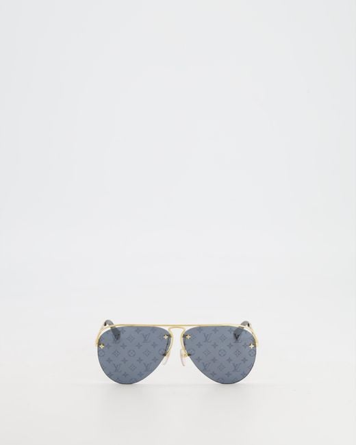 Louis Vuitton White Lv Pilot Aviator Logo Gold Sunglasses Rrp £495