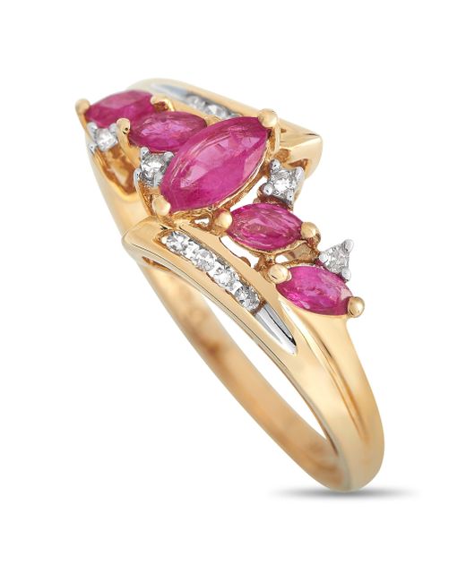 Non-Branded Pink Lb Exclusive 14k Yellow 0.09ct Diamond And Ruby Ring Rc4-12052yru