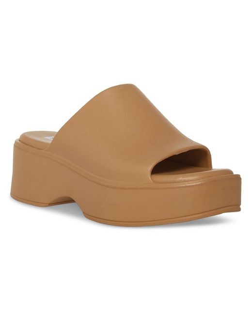Steve Madden Brown Slinky Faux Leather Peep-toe Platform Sandals