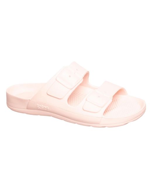 Totes Pink Ts14 Slip On Round Toe Slide Sandals