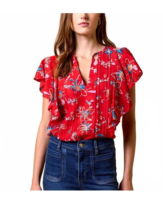 Cleobella Red Sheenie Blouse