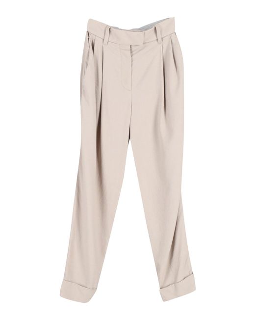 Brunello Cucinelli Natural Pleated Trousers