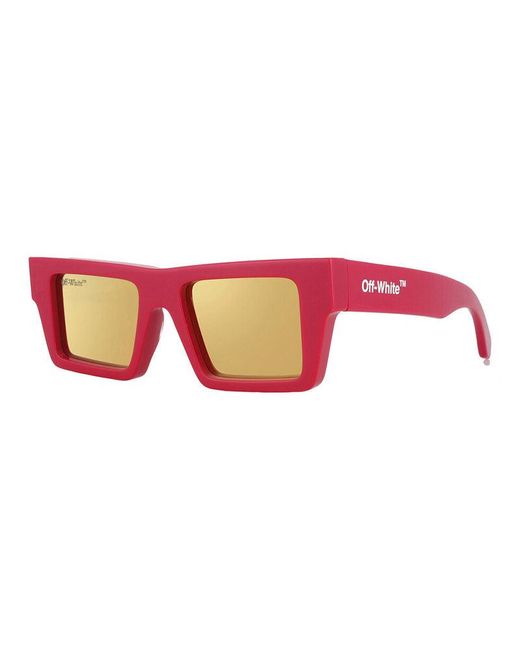 Off-White c/o Virgil Abloh Red Sunglasses Square Full Rim, Havana Frame And Dark Lens Nassau6055 for men