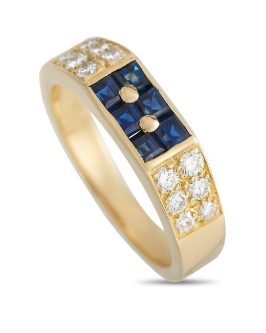 Van Cleef & Arpels Blue 18k Yellow 0.39ct Diamond And Sapphire Ring Vc30-030824