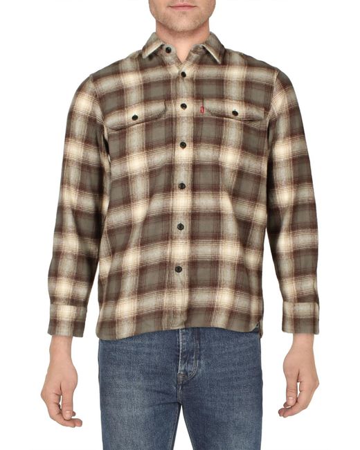 Levi's Blue Classic Worker Flannel Plaid Button-down Shirt for men