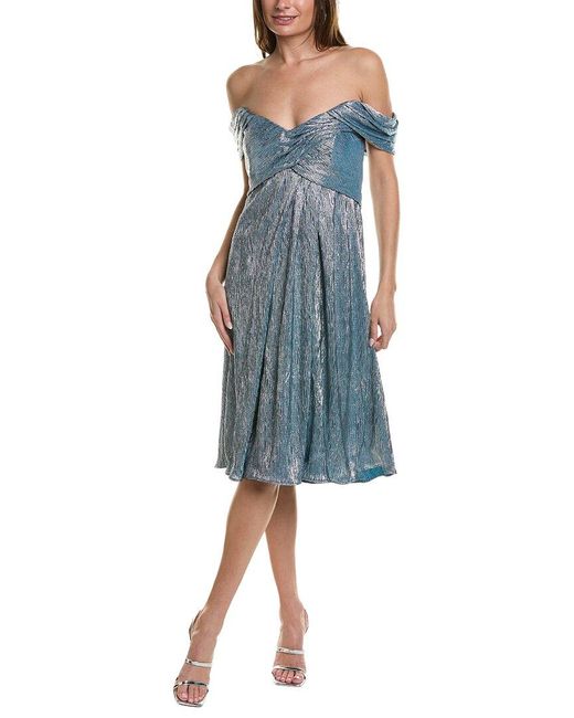 Rene Ruiz Blue Metallic Cocktail Dress