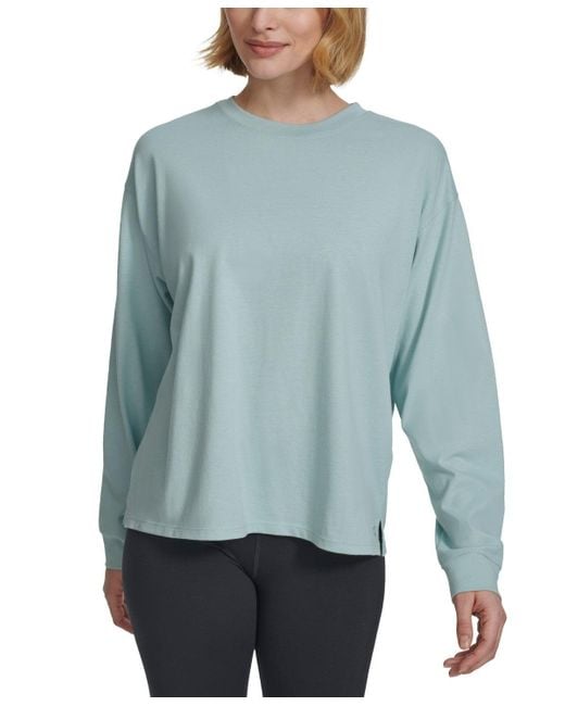 Calvin Klein Blue T-Shirts Long Sleeve Crew Neck Performance Fts503