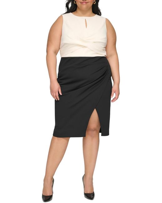 DKNY Black Plus Work Wear Knee-length Sheath Dress