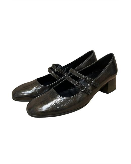 Gabor Black Double Strap Chunky Heel