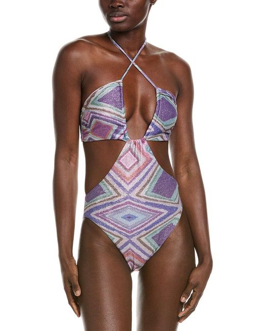 Ramy Brook Blue Geo Printed Sofia One-Piece