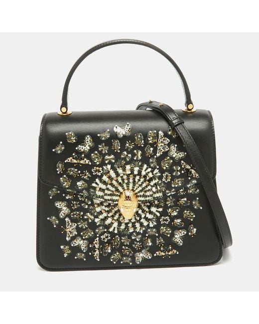 BVLGARI Black X Mary Katrantzou Leather Bejewelled Top Handle Bag