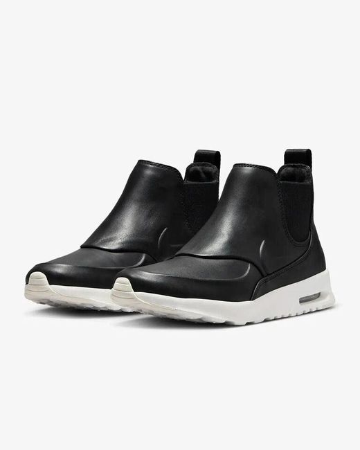 Nike Black Air Max Thea Mid 859550-001 /sail Leather Chelsea Boots Lex304