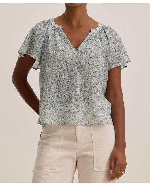 Velvet By Graham & Spencer Gray Printed Crinkle Gauze Park Top