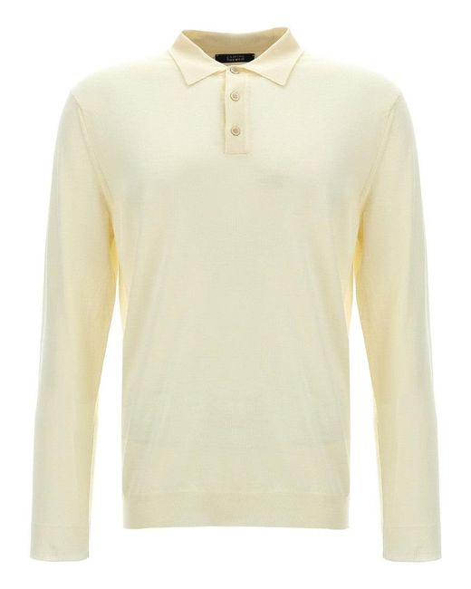 Zanone Natural Wool Knit Polo Shirt With Classic Collar And Button Placket for men