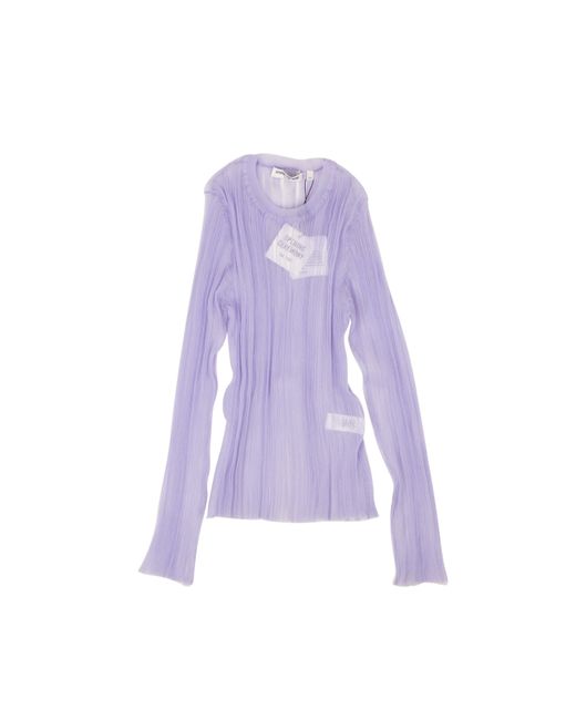 Opening Ceremony Purple Lilac Polyester Sheer Rib Long Sleeve Top