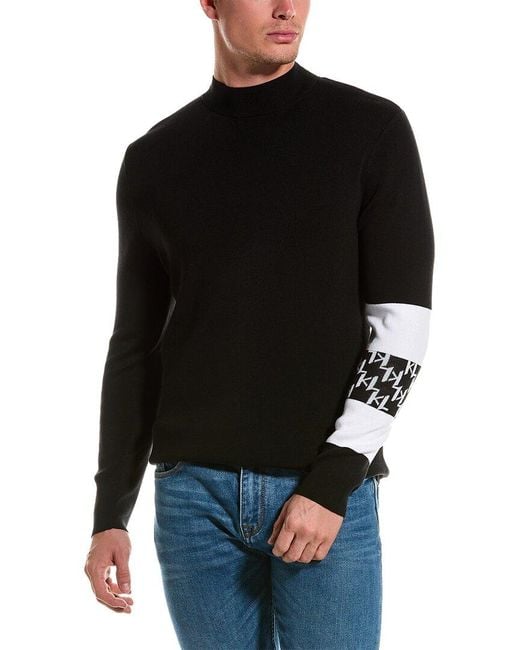 Karl Lagerfeld Black Mock Neck Sweater for men