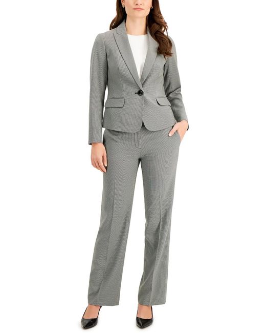 Le Suit Gray Printed Office Pant Suit