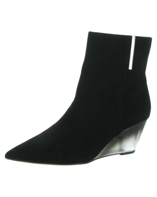 Franco Sarto Black Athens Leather Pointed Toe Ankle Boots