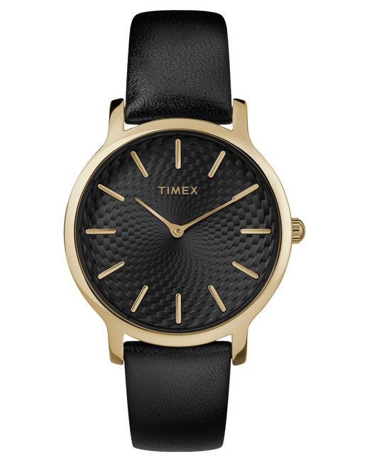 Timex Black 34mm Leather Watch Tw2r36400jt