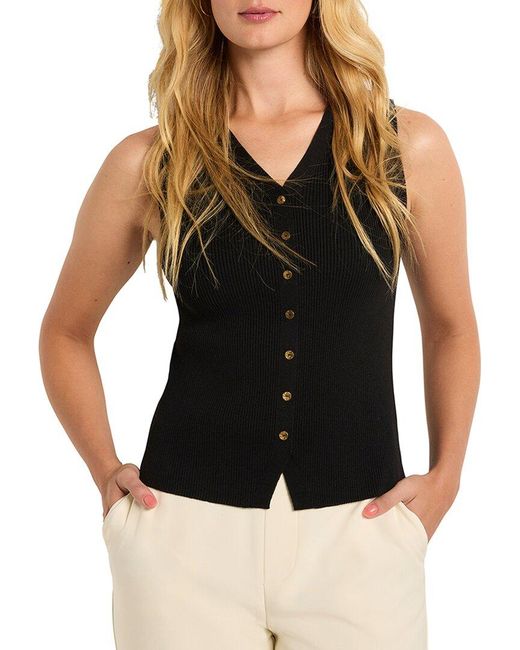 NIC+ZOE Black Button Pullover Sweater Vest
