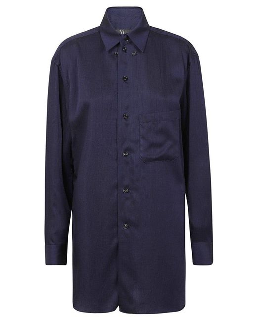 Yohji Yamamoto Blue Button-Down Shirt With Classic Collar